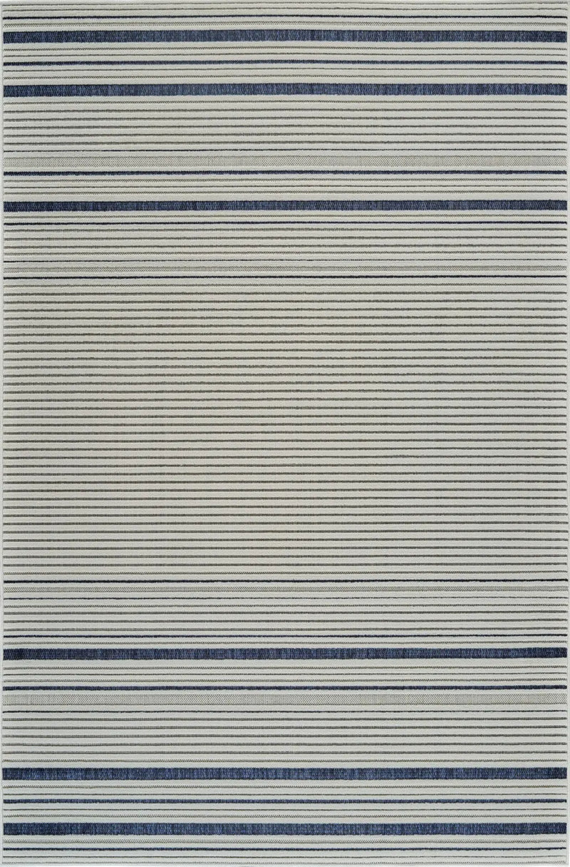 8' X 10' Blue and Cream Striped Distressed Indoor Outdoor Area Rug Homeroots Outdoor