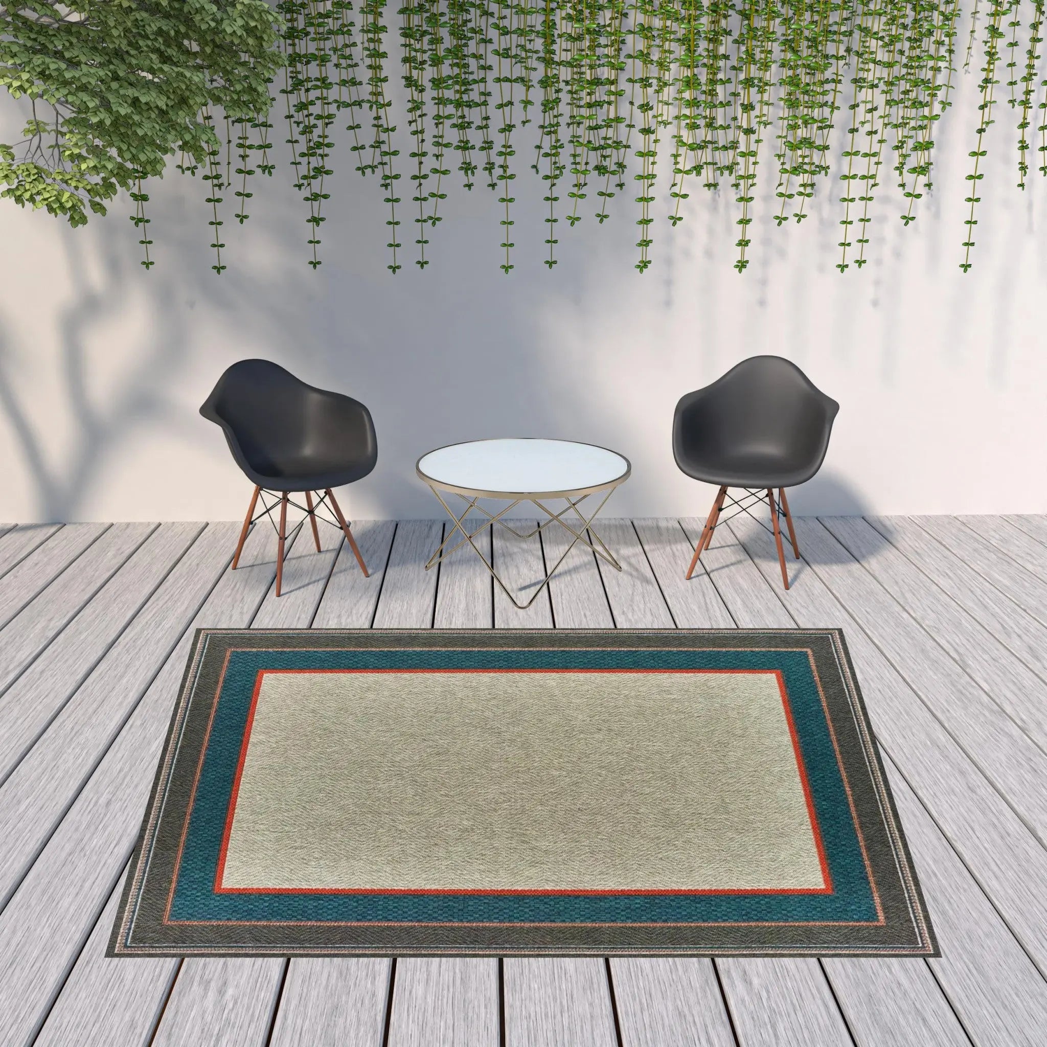 8' X 10' Blue and Gray Stain Resistant Indoor Outdoor Area Rug Homeroots Outdoor