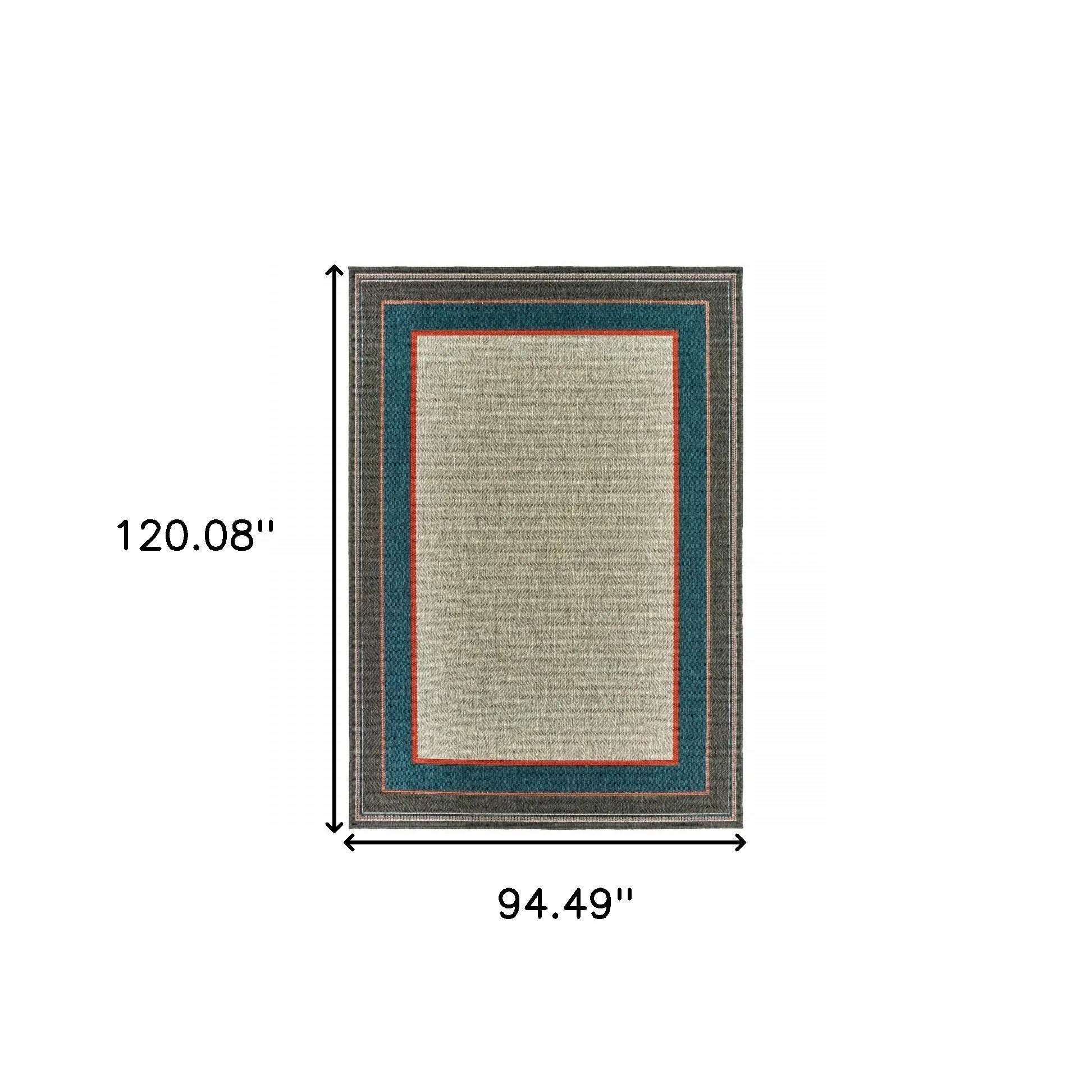 8' X 10' Blue and Gray Stain Resistant Indoor Outdoor Area Rug Homeroots Outdoor