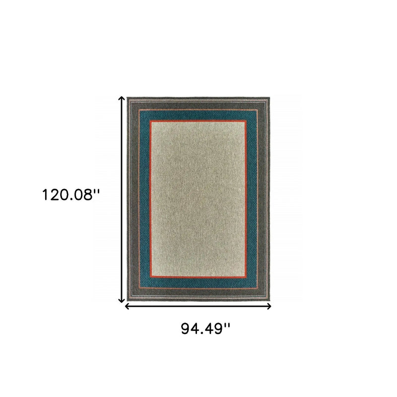 8' X 10' Blue and Gray Stain Resistant Indoor Outdoor Area Rug Homeroots Outdoor