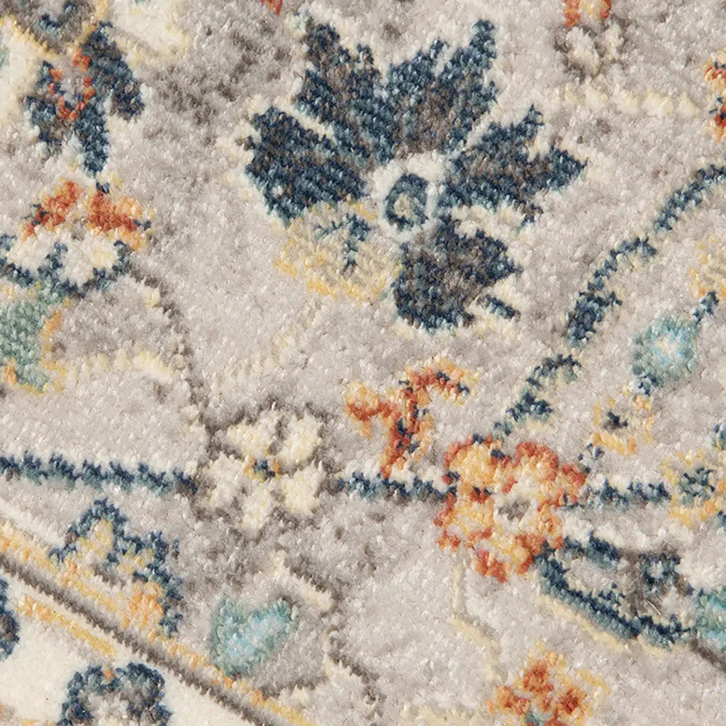 8' X 10' Blue and Orange Floral Stain Resistant Indoor Outdoor Area Rug Homeroots Outdoor