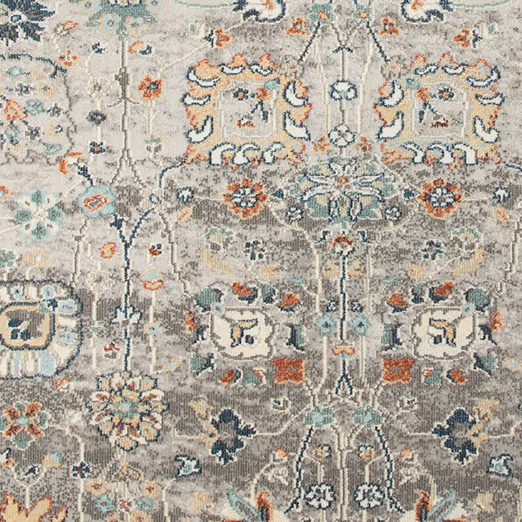 8' X 10' Blue and Orange Floral Stain Resistant Indoor Outdoor Area Rug Homeroots Outdoor