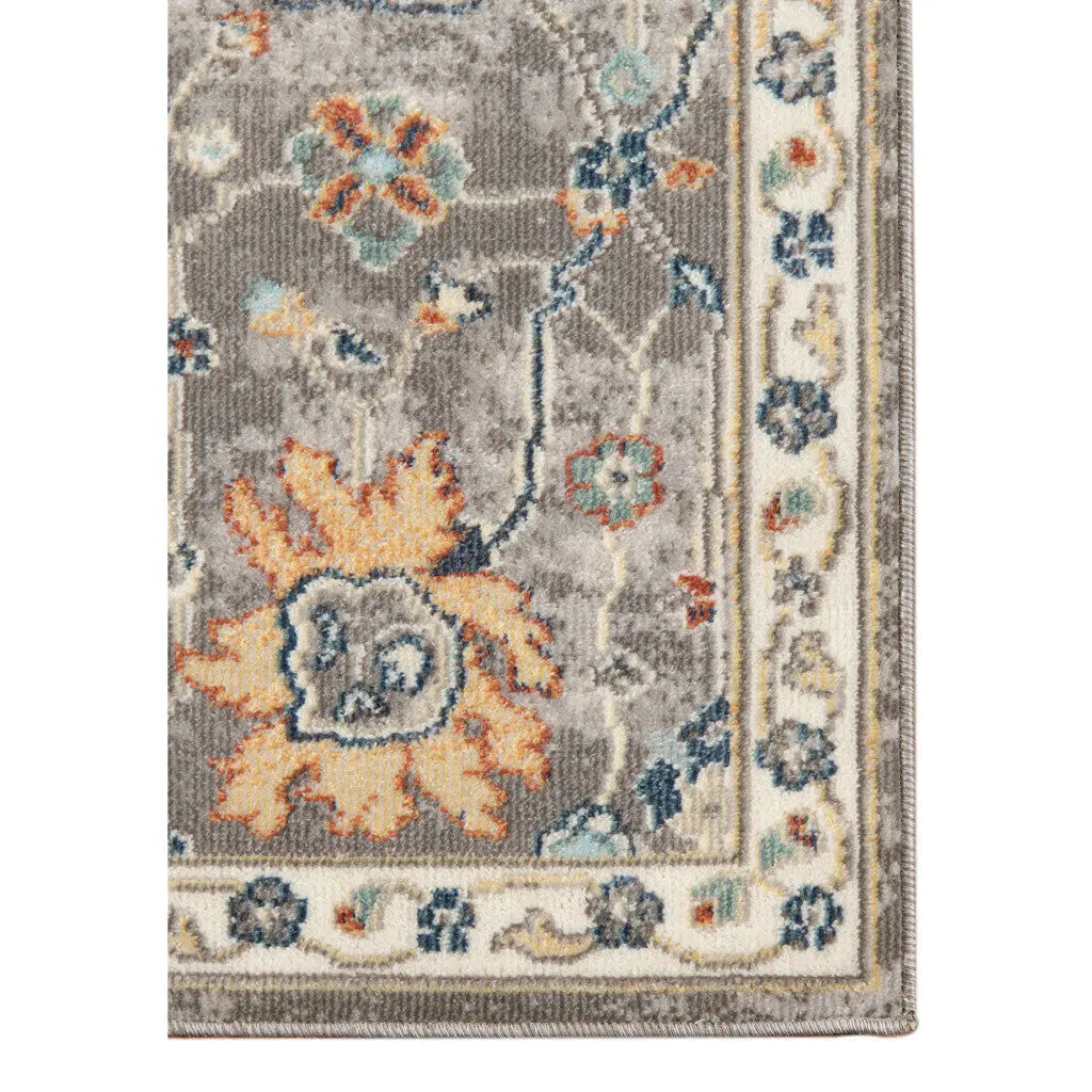 8' X 10' Blue and Orange Floral Stain Resistant Indoor Outdoor Area Rug Homeroots Outdoor