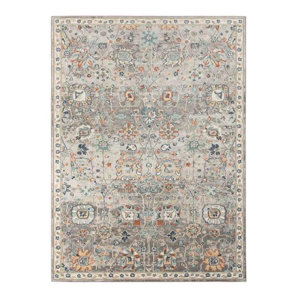 8' X 10' Blue and Orange Floral Stain Resistant Indoor Outdoor Area Rug Homeroots Outdoor