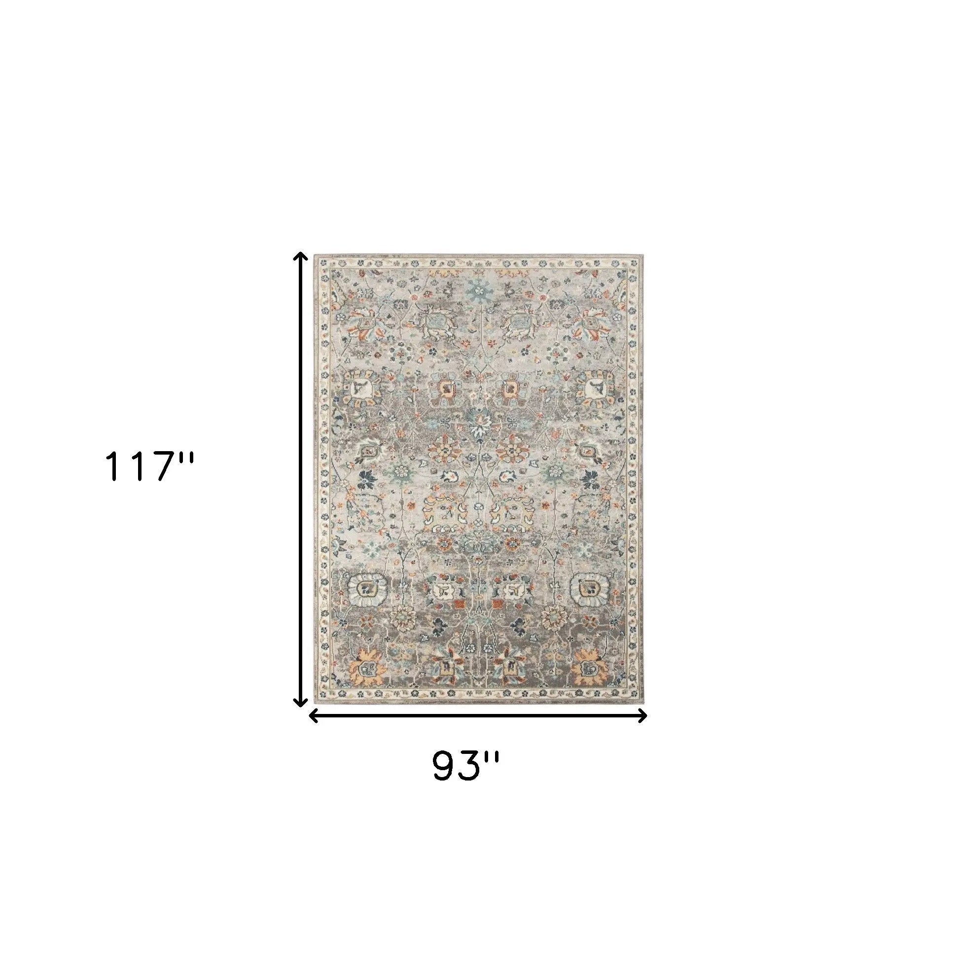 8' X 10' Blue and Orange Floral Stain Resistant Indoor Outdoor Area Rug Homeroots Outdoor