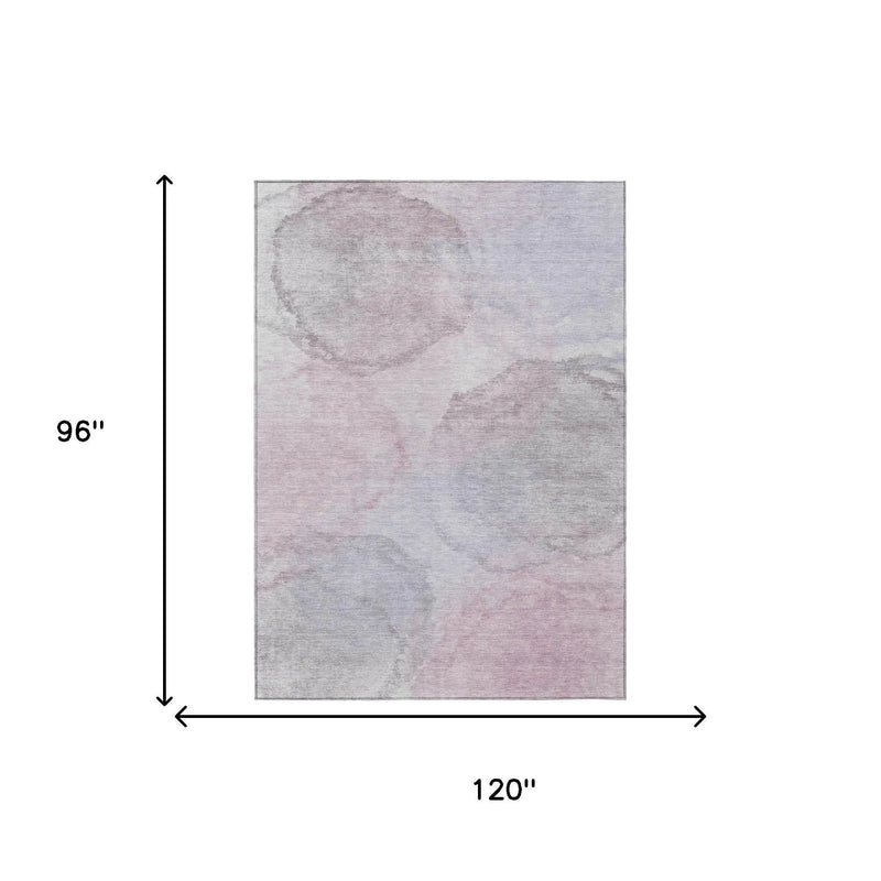 8' X 10' Blush And Gray Abstract Washable Indoor Outdoor Area Rug Homeroots Outdoor