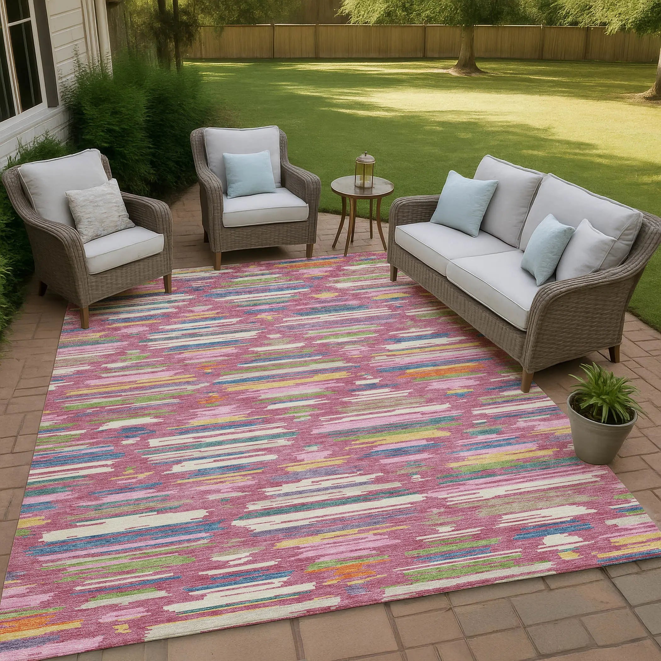 8' X 10' Blush And Ivory Southwestern Washable Indoor Outdoor Area Rug Homeroots Outdoor