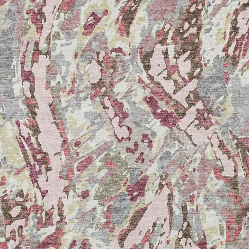 8' X 10' Blush And Pink Abstract Washable Indoor Outdoor Area Rug Homeroots Outdoor