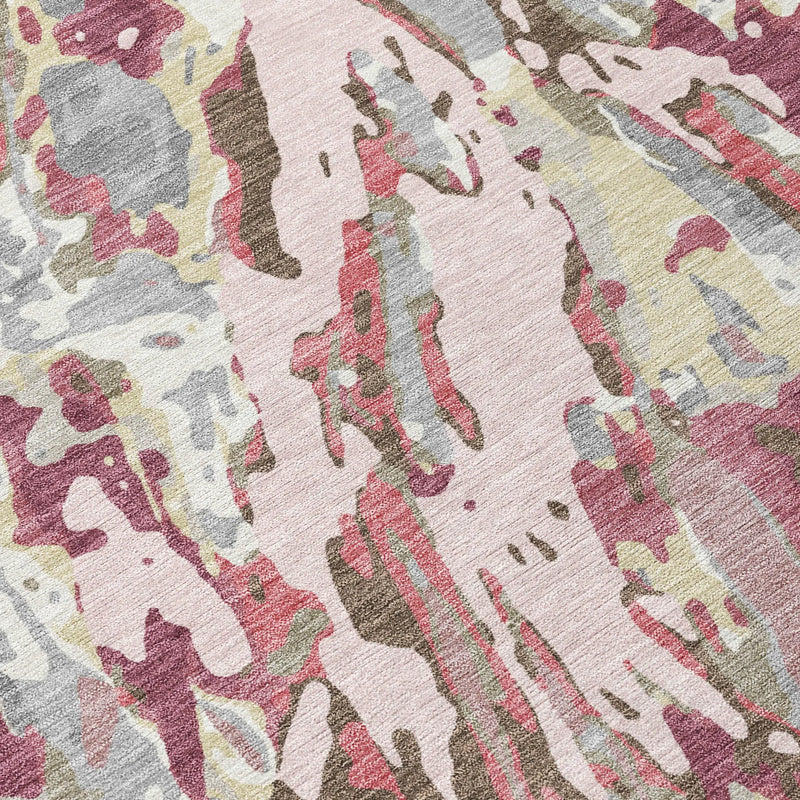 8' X 10' Blush And Pink Abstract Washable Indoor Outdoor Area Rug Homeroots Outdoor