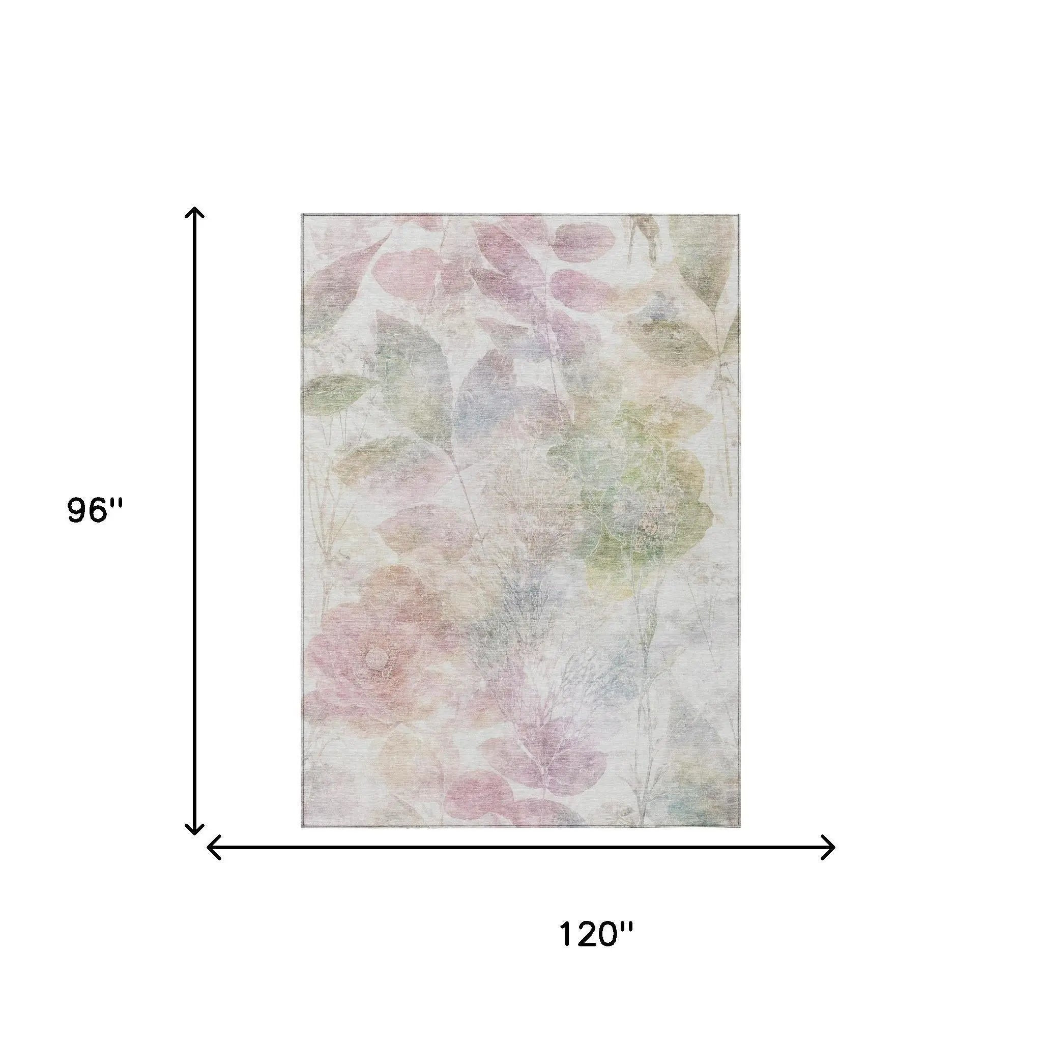 8' X 10' Blush And Pink Floral Washable Indoor Outdoor Area Rug Homeroots Outdoor