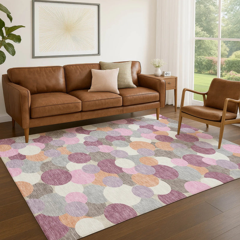 8' X 10' Blush And Pink Geometric Washable Indoor Outdoor Area Rug Homeroots Outdoor