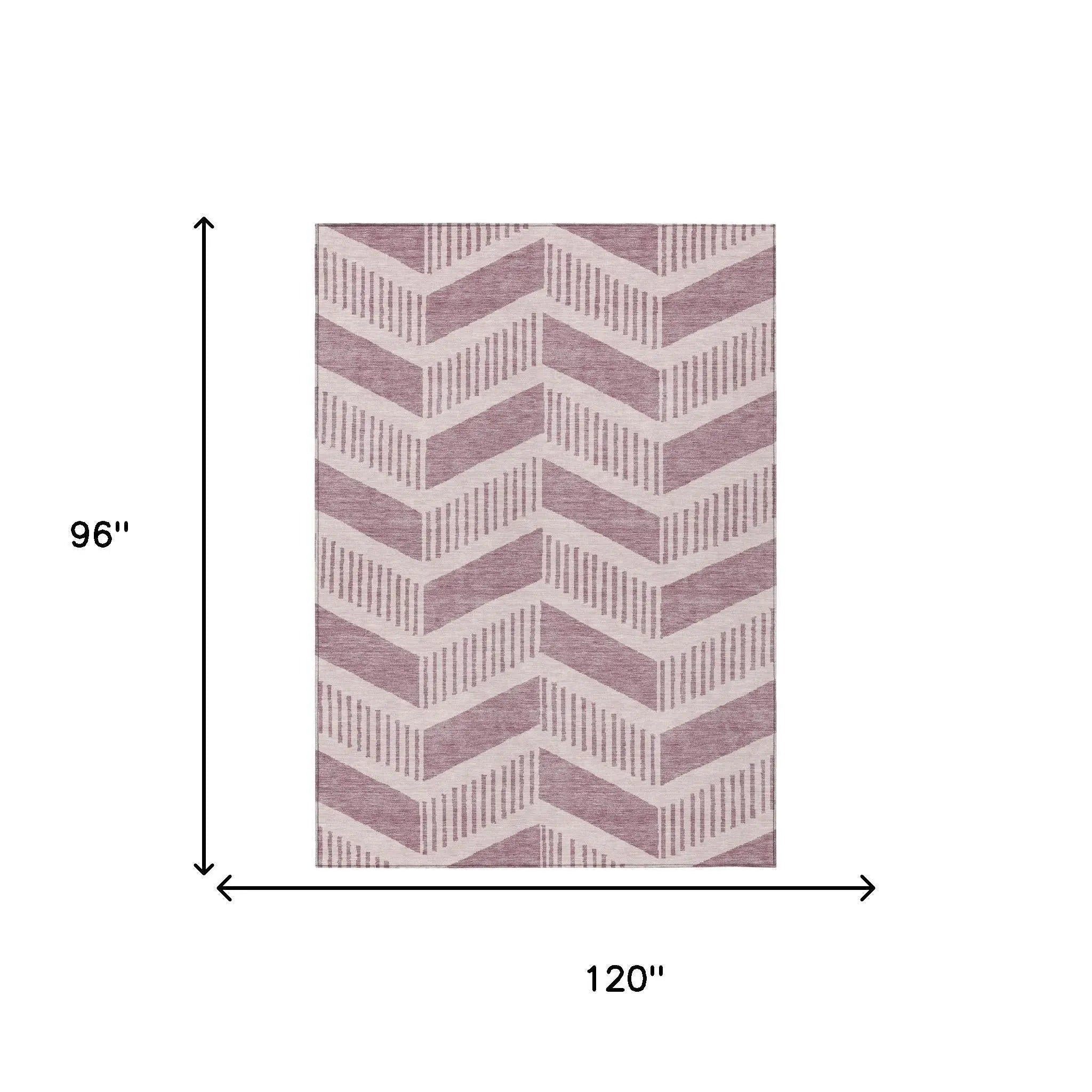 8' X 10' Blush And Pink Geometric Washable Indoor Outdoor Area Rug Homeroots Outdoor