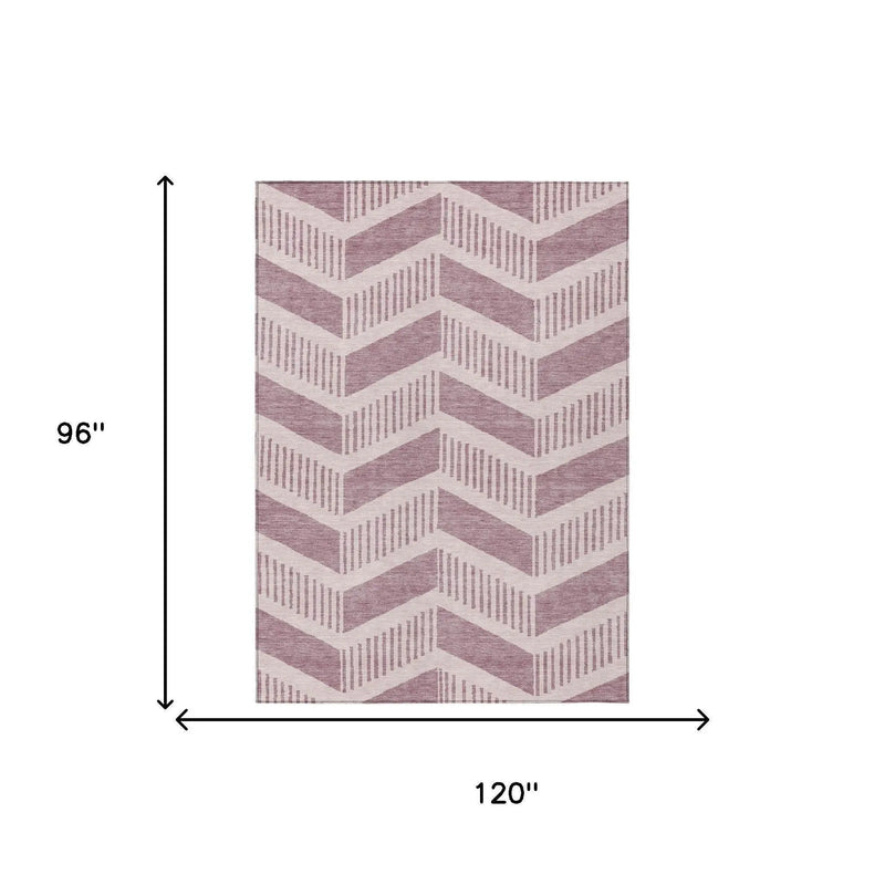 8' X 10' Blush And Pink Geometric Washable Indoor Outdoor Area Rug Homeroots Outdoor
