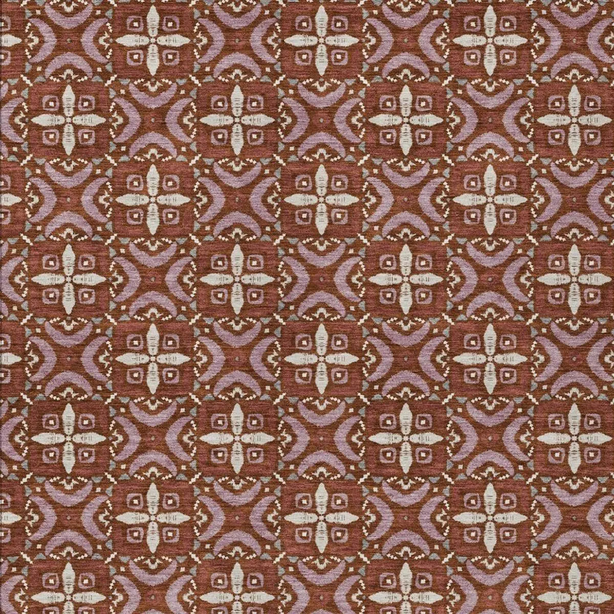 8' X 10' Brick Red And Red Geometric Washable Indoor Outdoor Area Rug Homeroots Outdoor