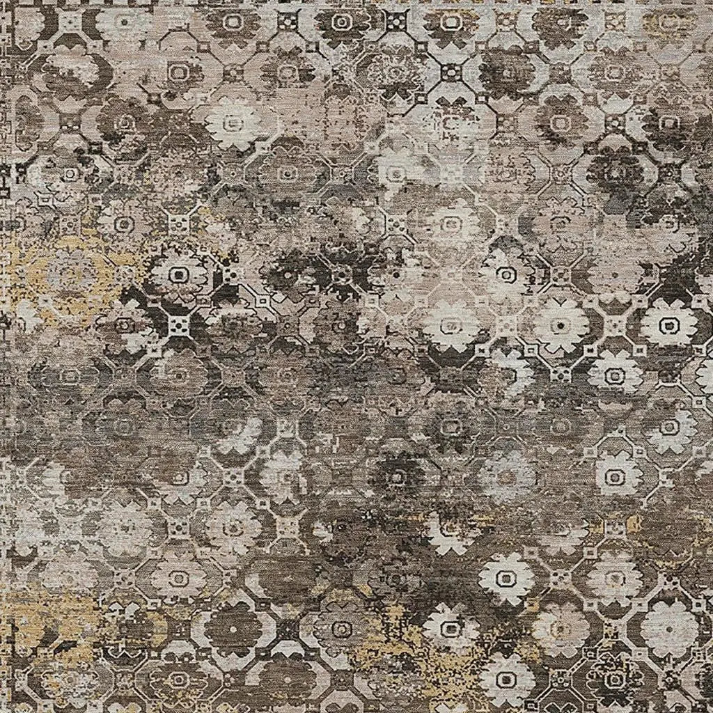 8' X 10' Brown And Beige Abstract Washable Indoor Outdoor Area Rug Homeroots Outdoor