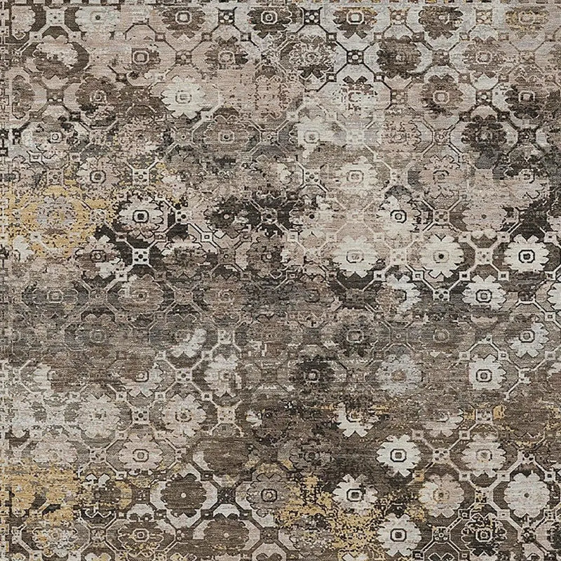 8' X 10' Brown And Beige Abstract Washable Indoor Outdoor Area Rug Homeroots Outdoor