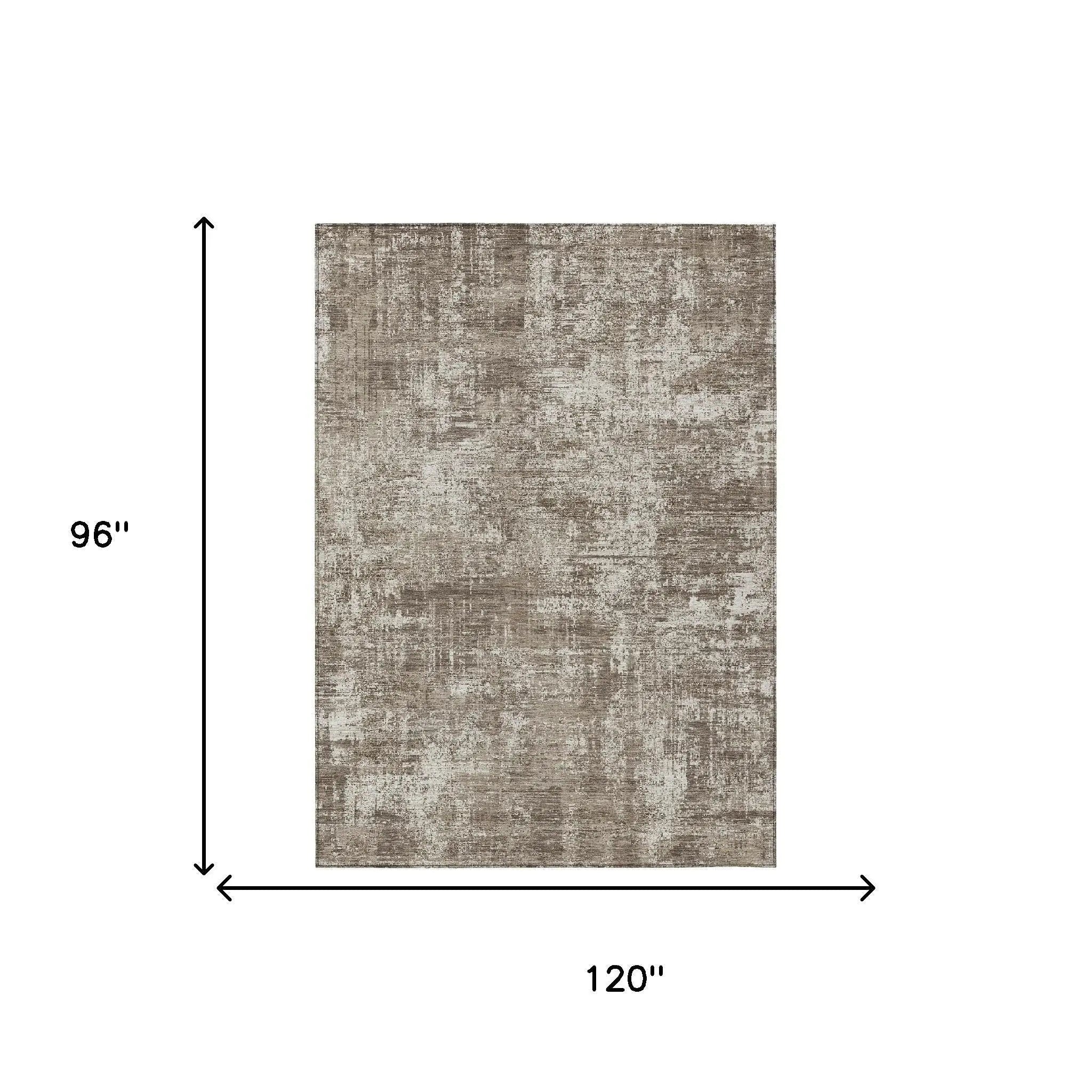 8' X 10' Brown And Beige Abstract Washable Indoor Outdoor Area Rug Homeroots Outdoor
