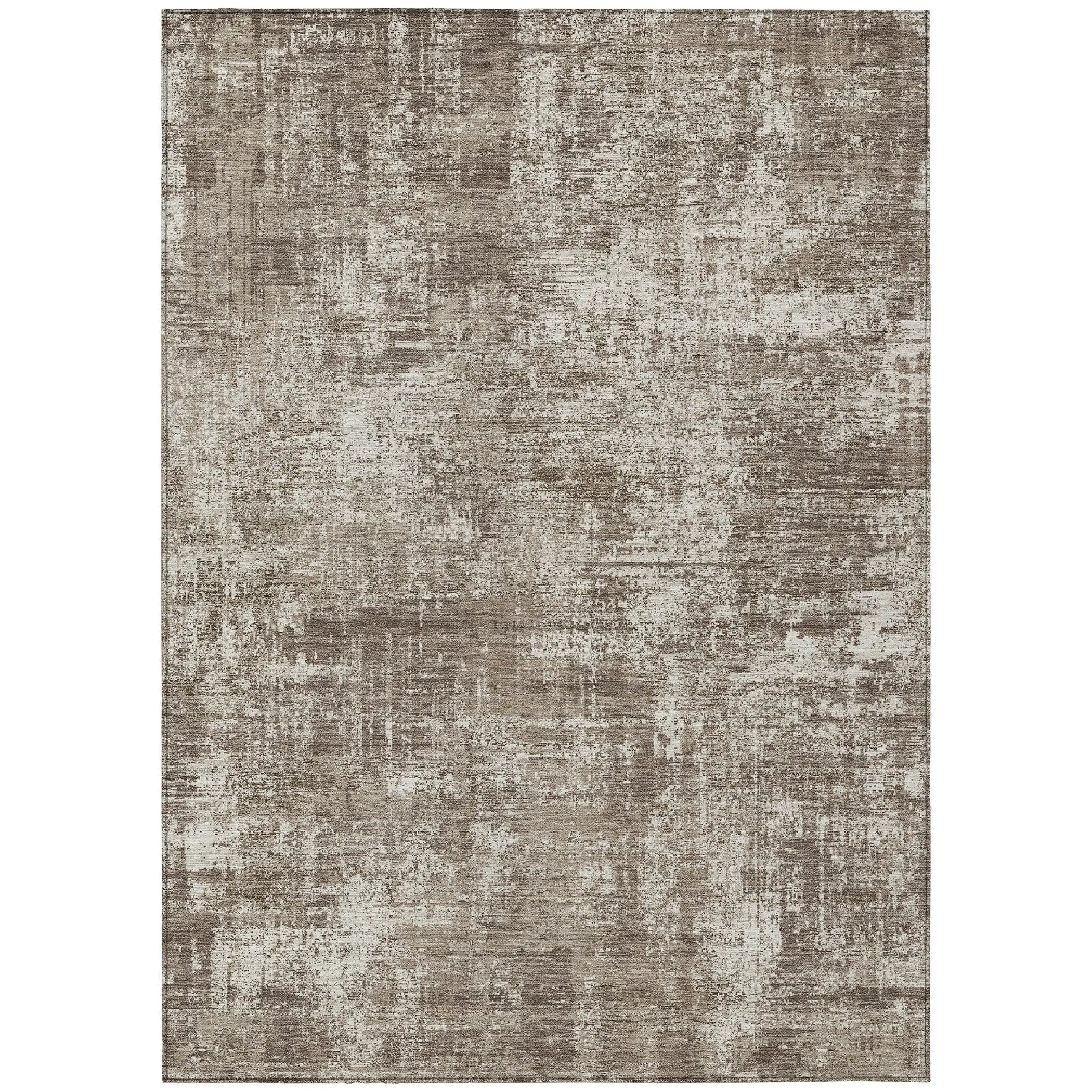 8' X 10' Brown And Beige Abstract Washable Indoor Outdoor Area Rug Homeroots Outdoor