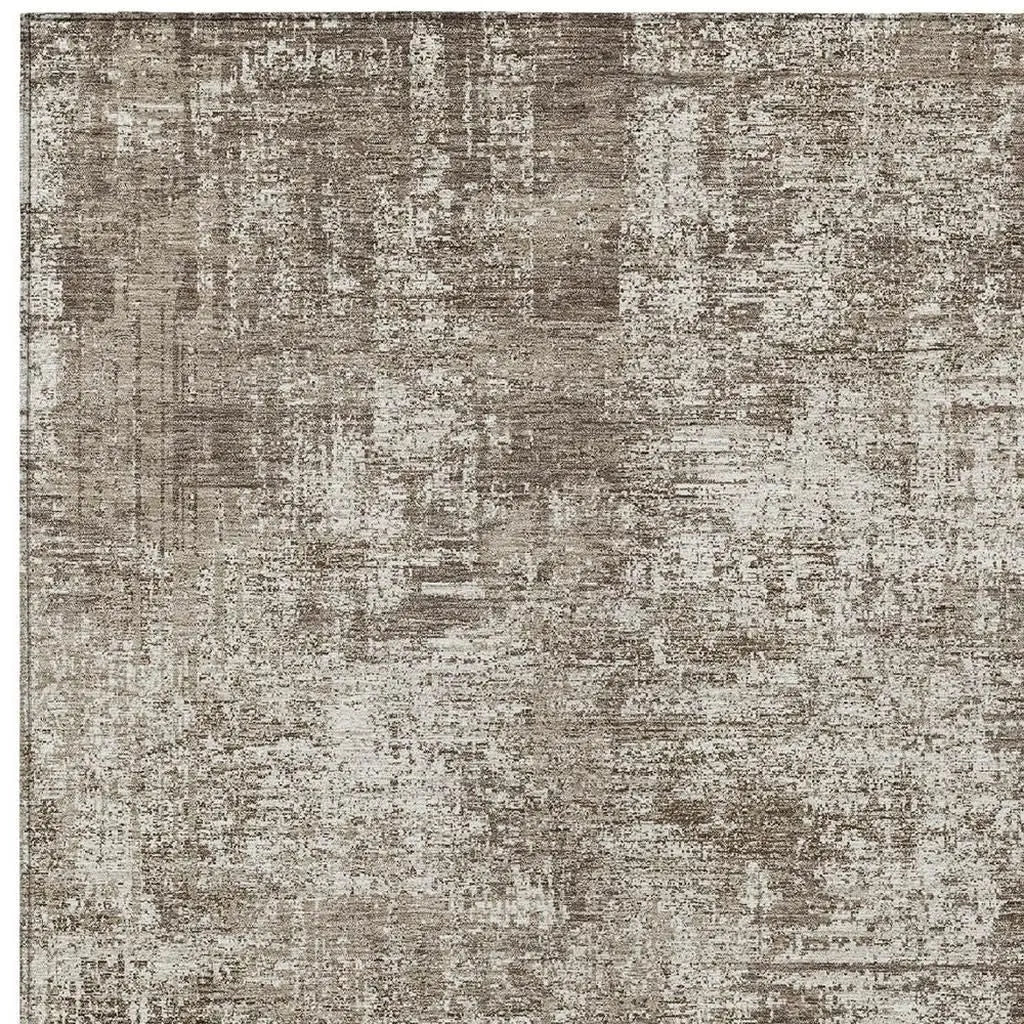 8' X 10' Brown And Beige Abstract Washable Indoor Outdoor Area Rug Homeroots Outdoor