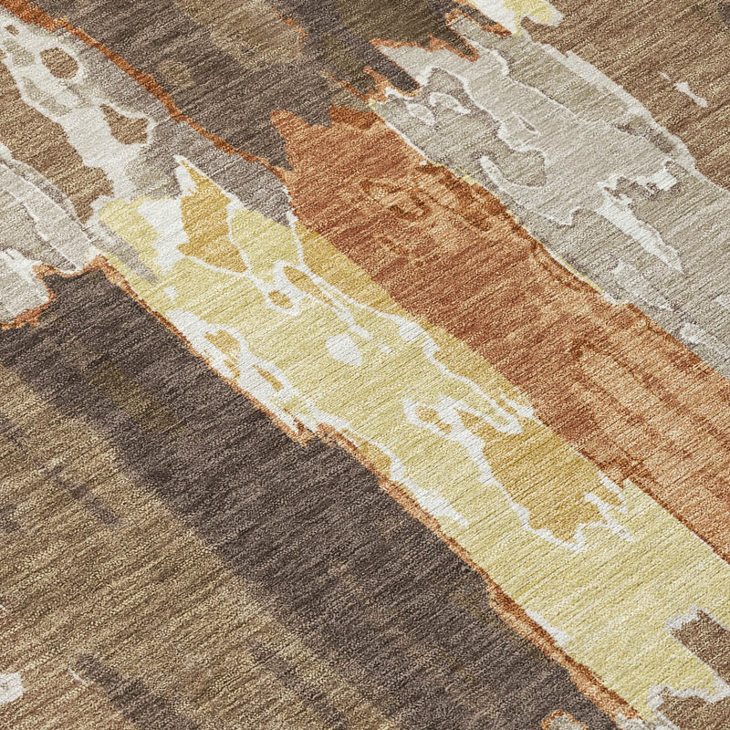 8' X 10' Brown And Beige Abstract Washable Indoor Outdoor Area Rug Homeroots Outdoor