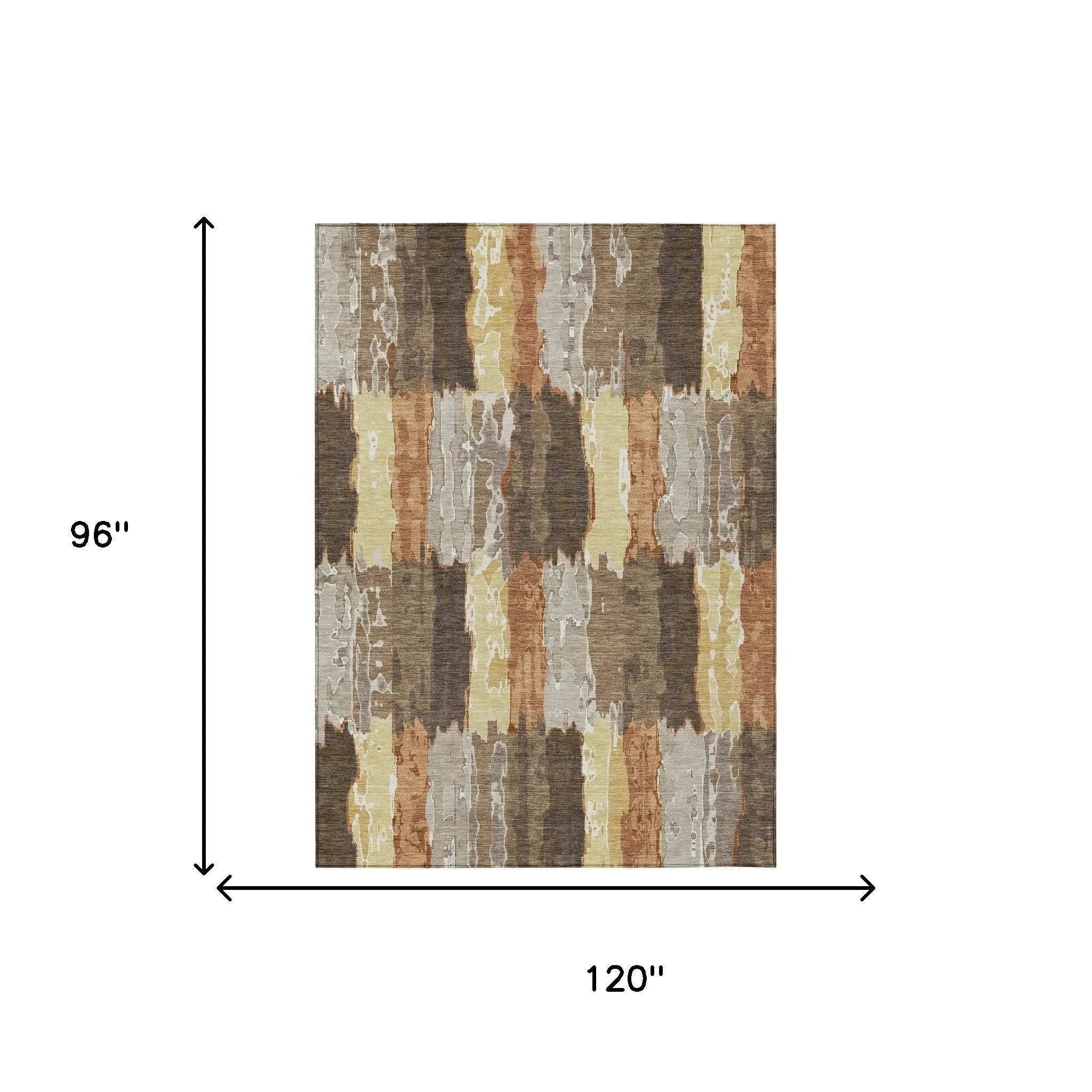 8' X 10' Brown And Beige Abstract Washable Indoor Outdoor Area Rug Homeroots Outdoor