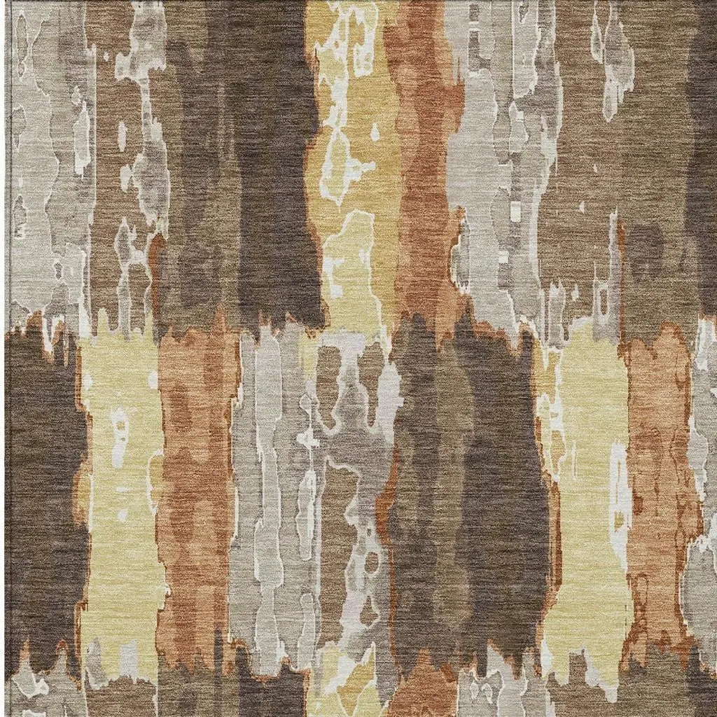 8' X 10' Brown And Beige Abstract Washable Indoor Outdoor Area Rug Homeroots Outdoor