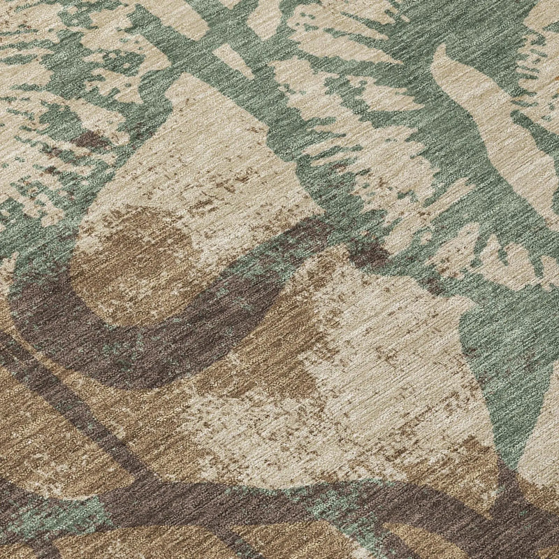 8' X 10' Brown And Beige Floral Washable Indoor Outdoor Area Rug Homeroots Outdoor
