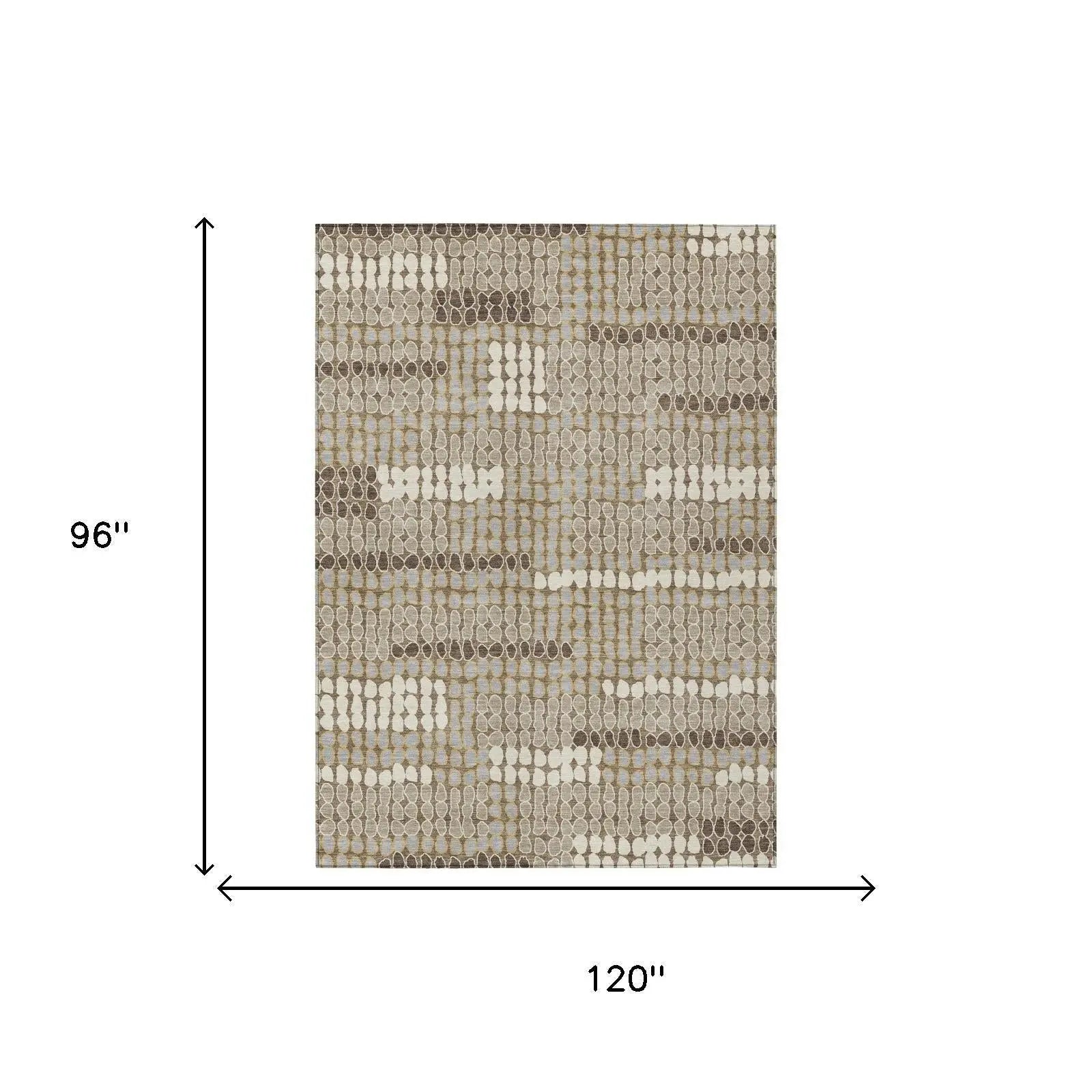 8' X 10' Brown And Beige Geometric Washable Indoor Outdoor Area Rug Homeroots Outdoor