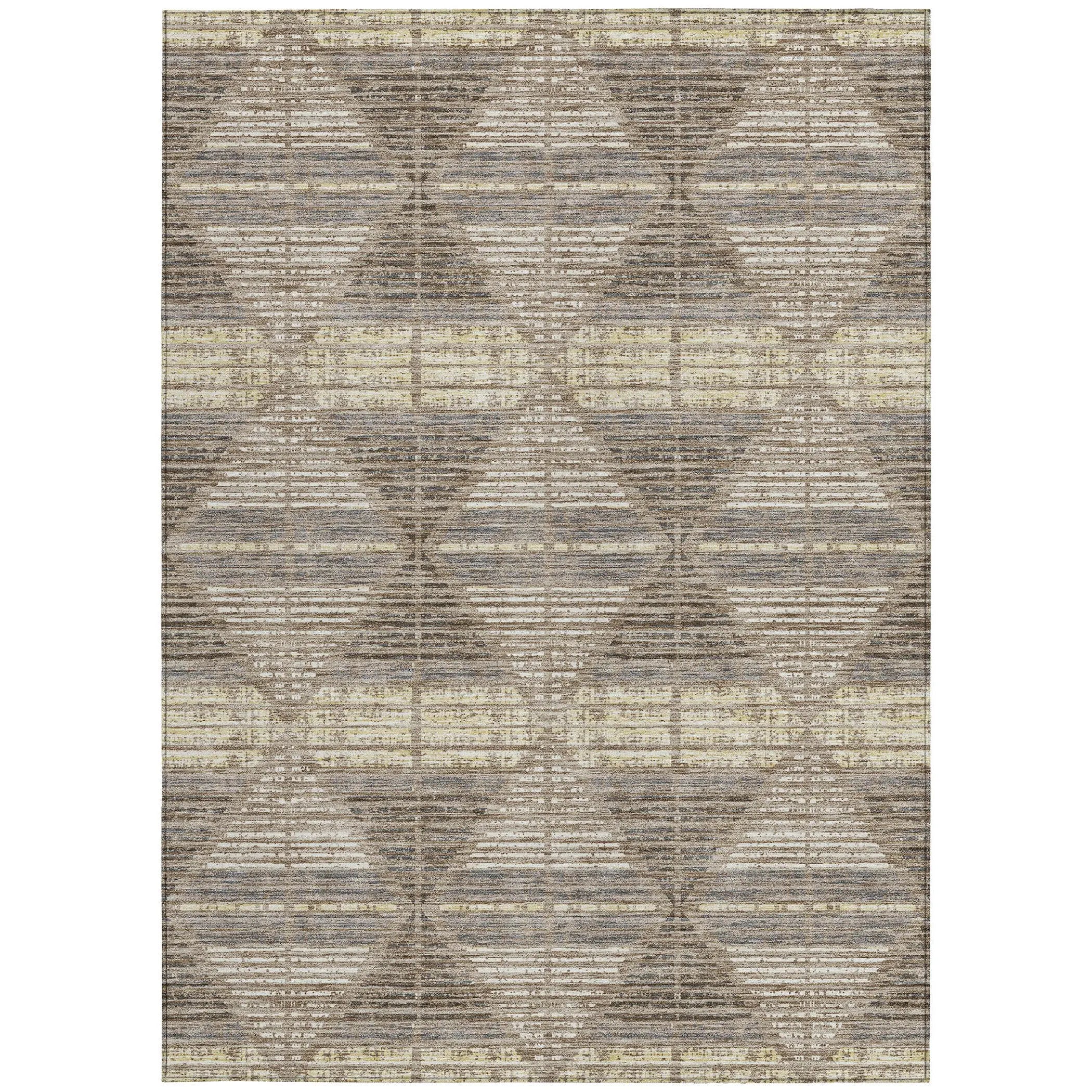 8' X 10' Brown And Beige Geometric Washable Indoor Outdoor Area Rug Homeroots Outdoor