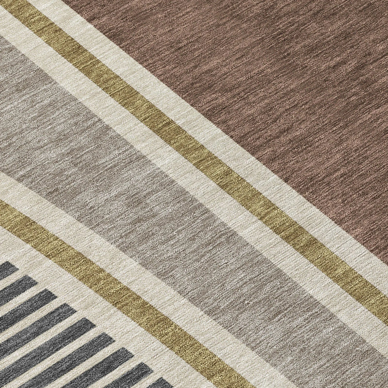 8' X 10' Brown And Beige Geometric Washable Indoor Outdoor Area Rug Homeroots Outdoor