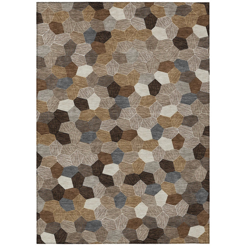 8' X 10' Brown And Beige Geometric Washable Indoor Outdoor Area Rug Homeroots Outdoor