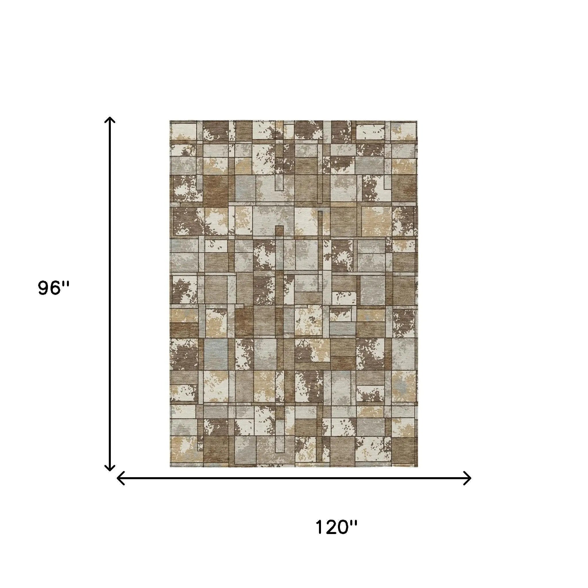 8' X 10' Brown And Beige Geometric Washable Indoor Outdoor Area Rug Homeroots Outdoor