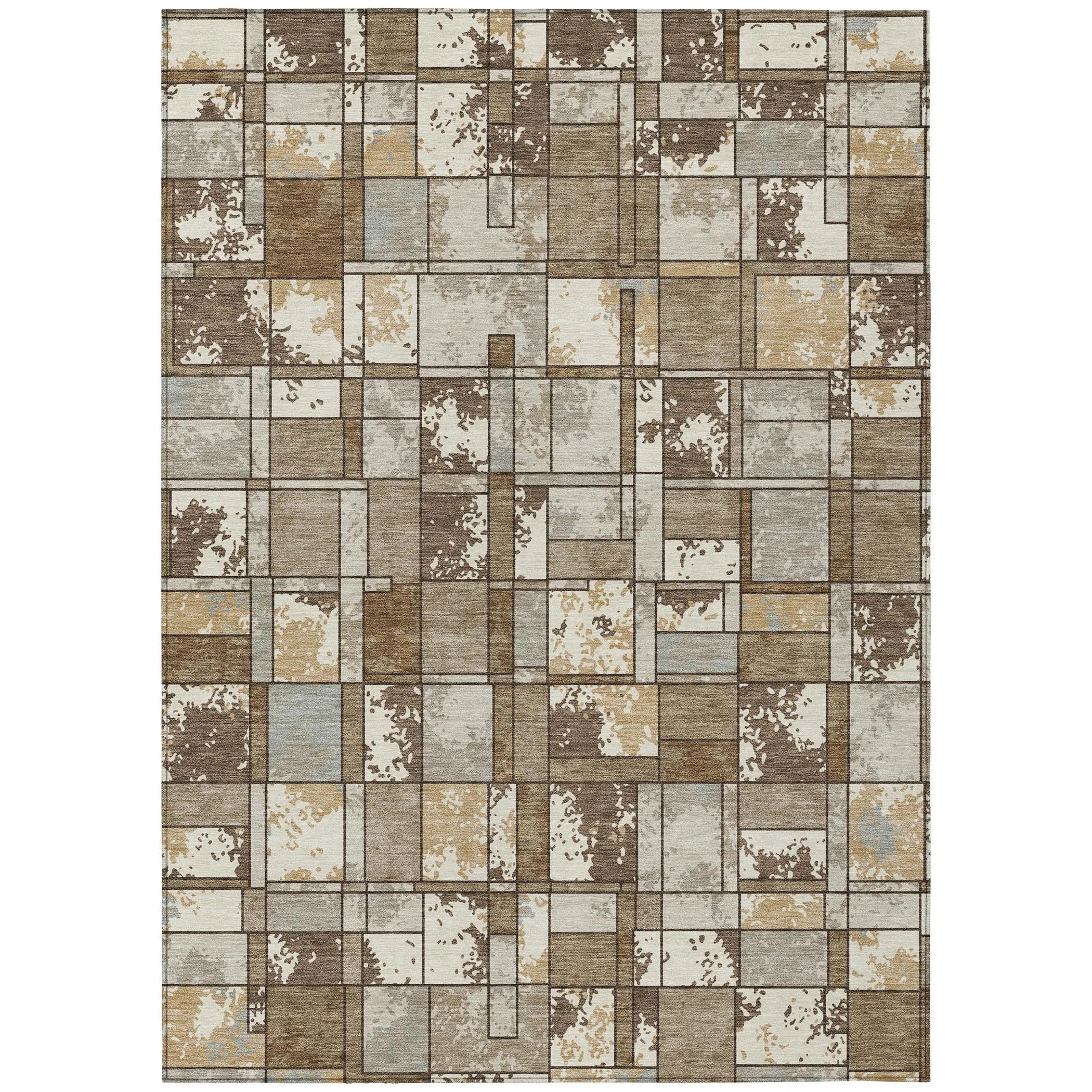 8' X 10' Brown And Beige Geometric Washable Indoor Outdoor Area Rug Homeroots Outdoor