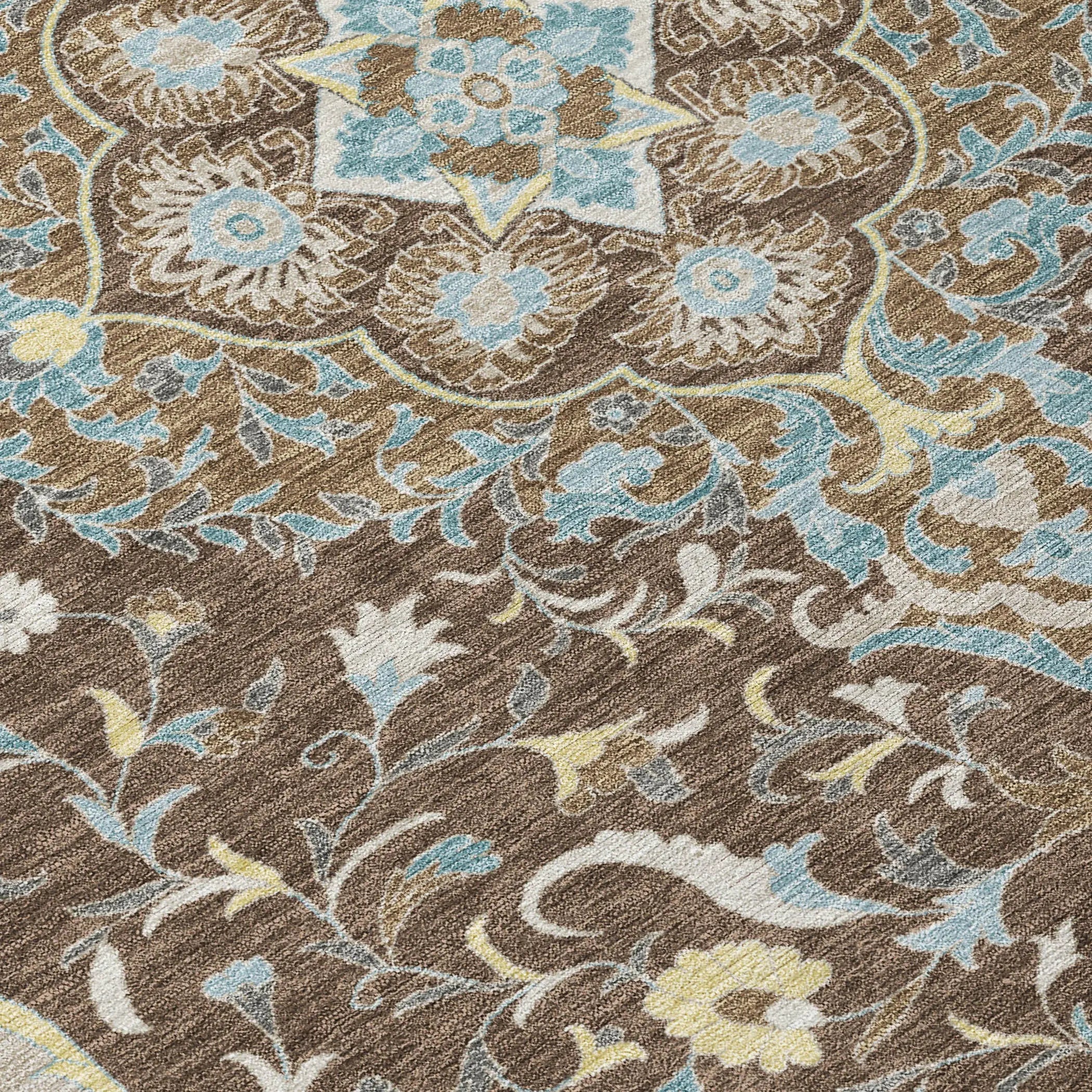 8' X 10' Brown And Beige Medallion Washable Indoor Outdoor Area Rug Homeroots Outdoor