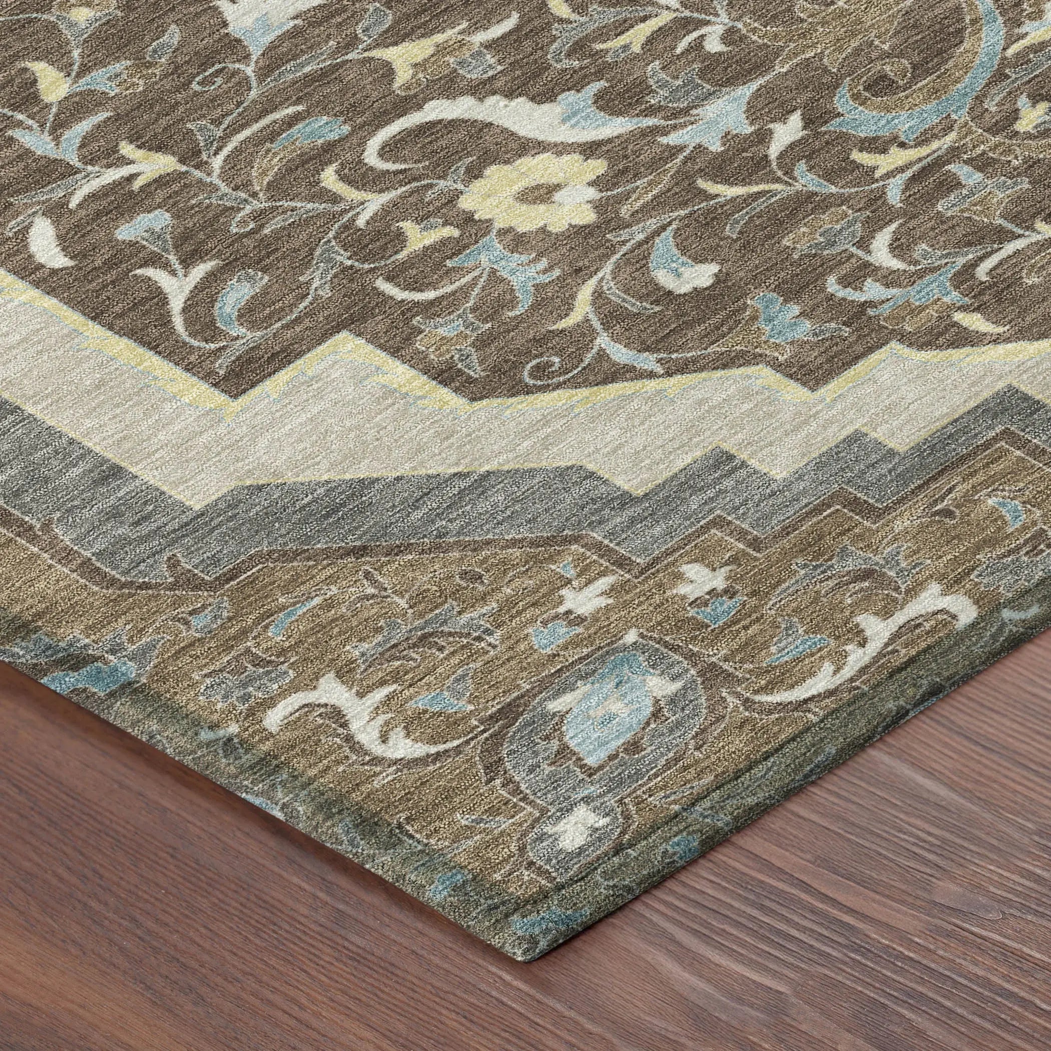 8' X 10' Brown And Beige Medallion Washable Indoor Outdoor Area Rug Homeroots Outdoor