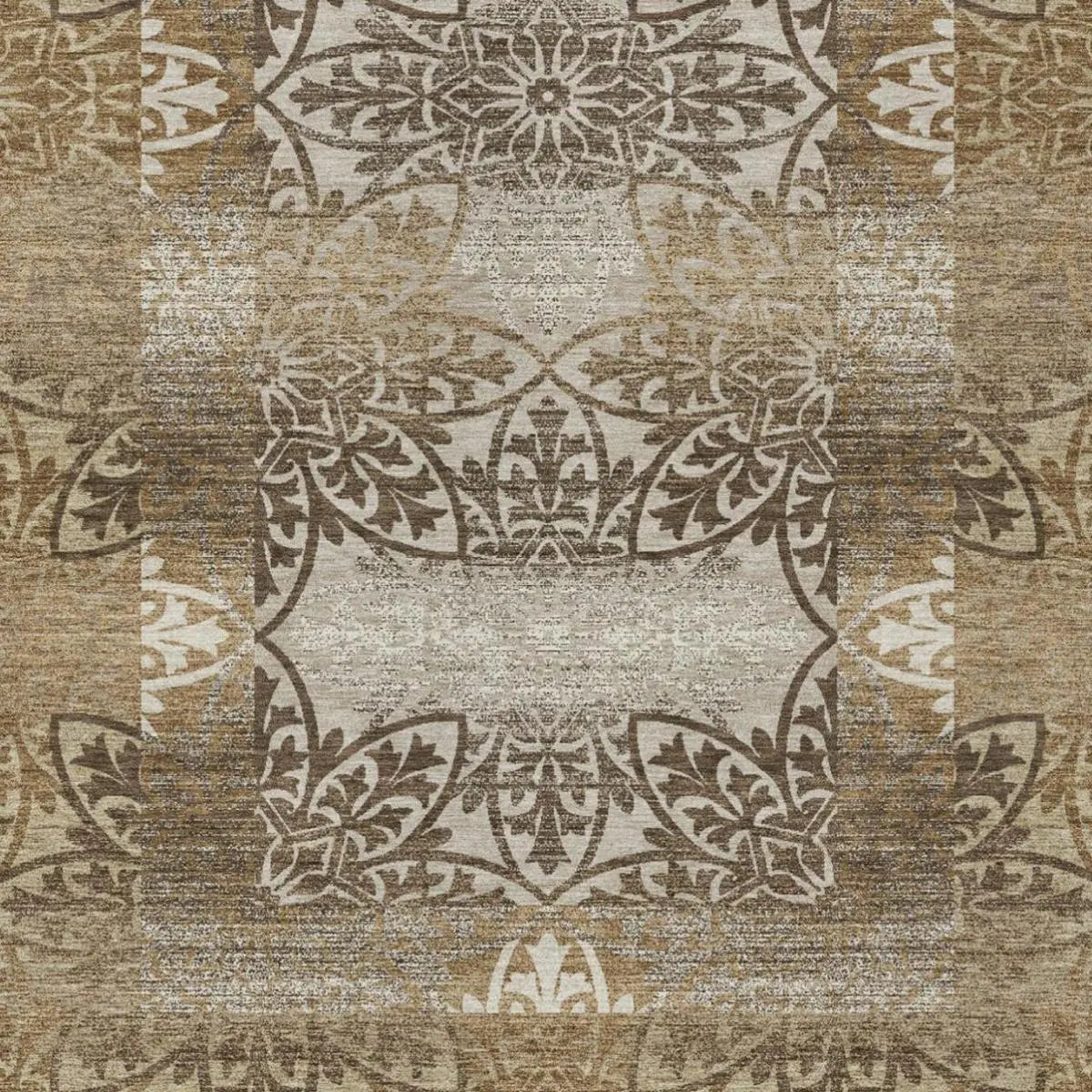 8' X 10' Brown And Beige Oriental Washable Indoor Outdoor Area Rug Homeroots Outdoor