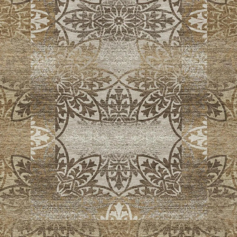 8' X 10' Brown And Beige Oriental Washable Indoor Outdoor Area Rug Homeroots Outdoor