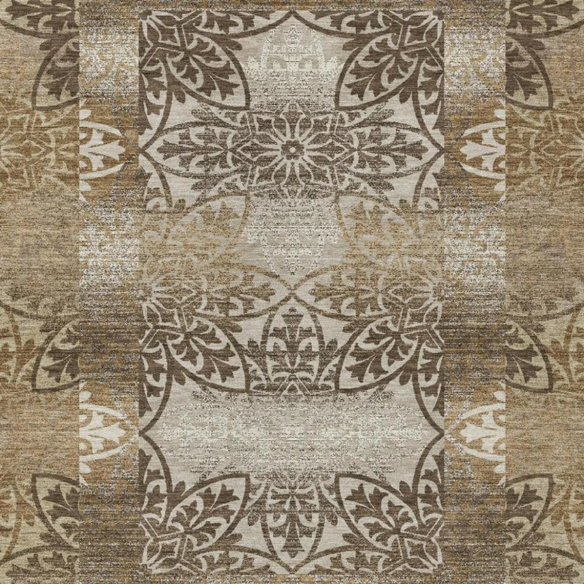 8' X 10' Brown And Beige Oriental Washable Indoor Outdoor Area Rug Homeroots Outdoor