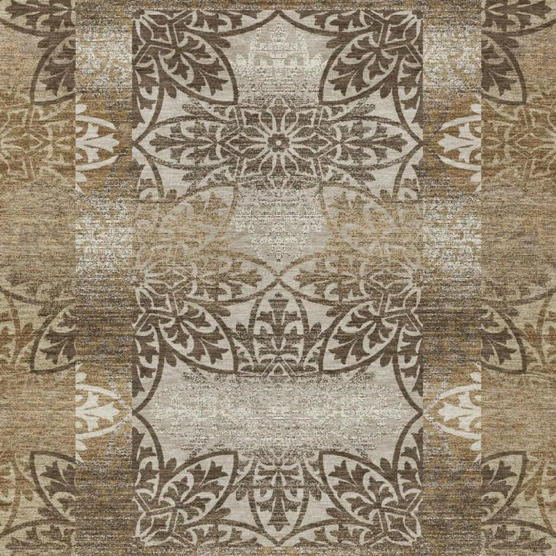 8' X 10' Brown And Beige Oriental Washable Indoor Outdoor Area Rug Homeroots Outdoor