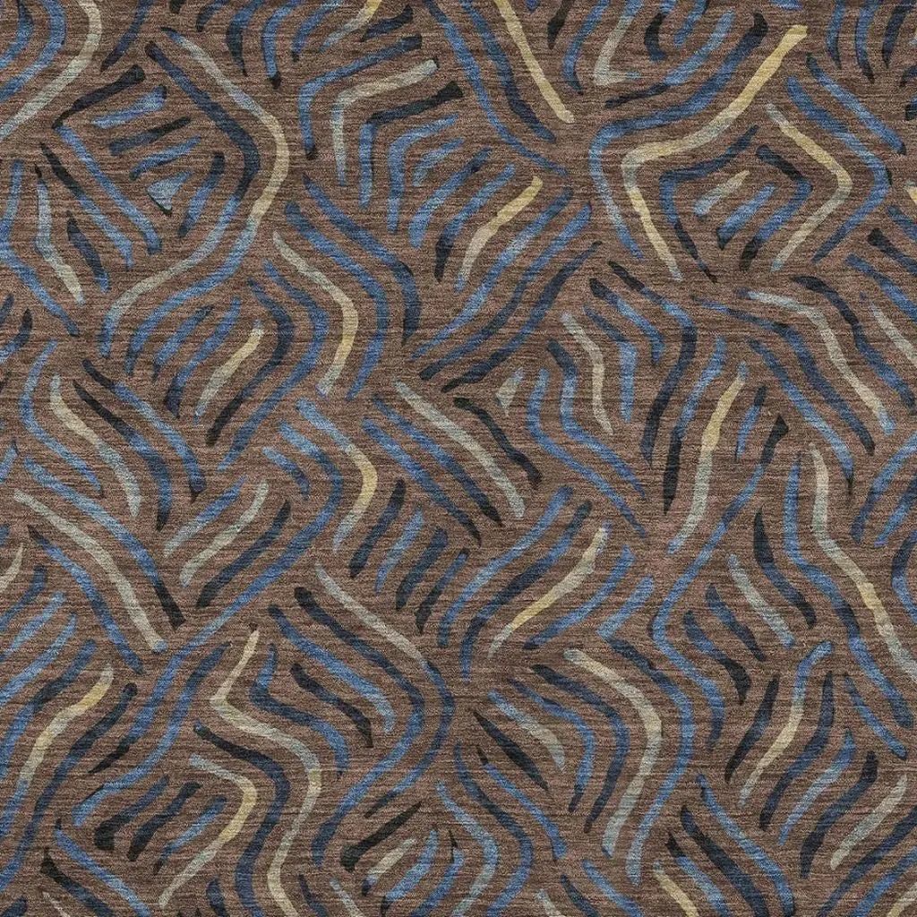 8' X 10' Brown And Black Abstract Washable Indoor Outdoor Area Rug Homeroots Outdoor