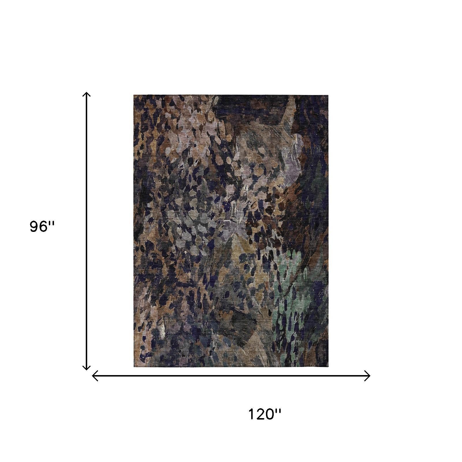 8' X 10' Brown And Black Abstract Washable Indoor Outdoor Area Rug Homeroots Outdoor