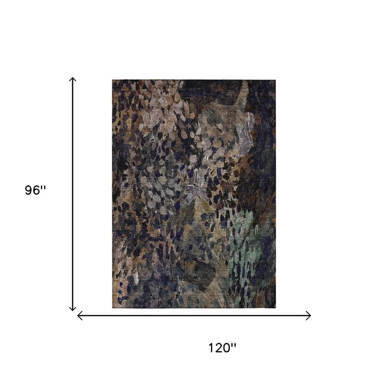 8' X 10' Brown And Black Abstract Washable Indoor Outdoor Area Rug Homeroots Outdoor