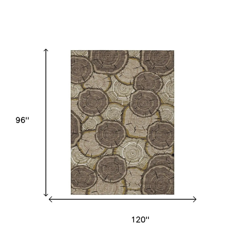 8' X 10' Brown And Chocolate Faux Bois Washable Indoor Outdoor Area Rug Homeroots Outdoor