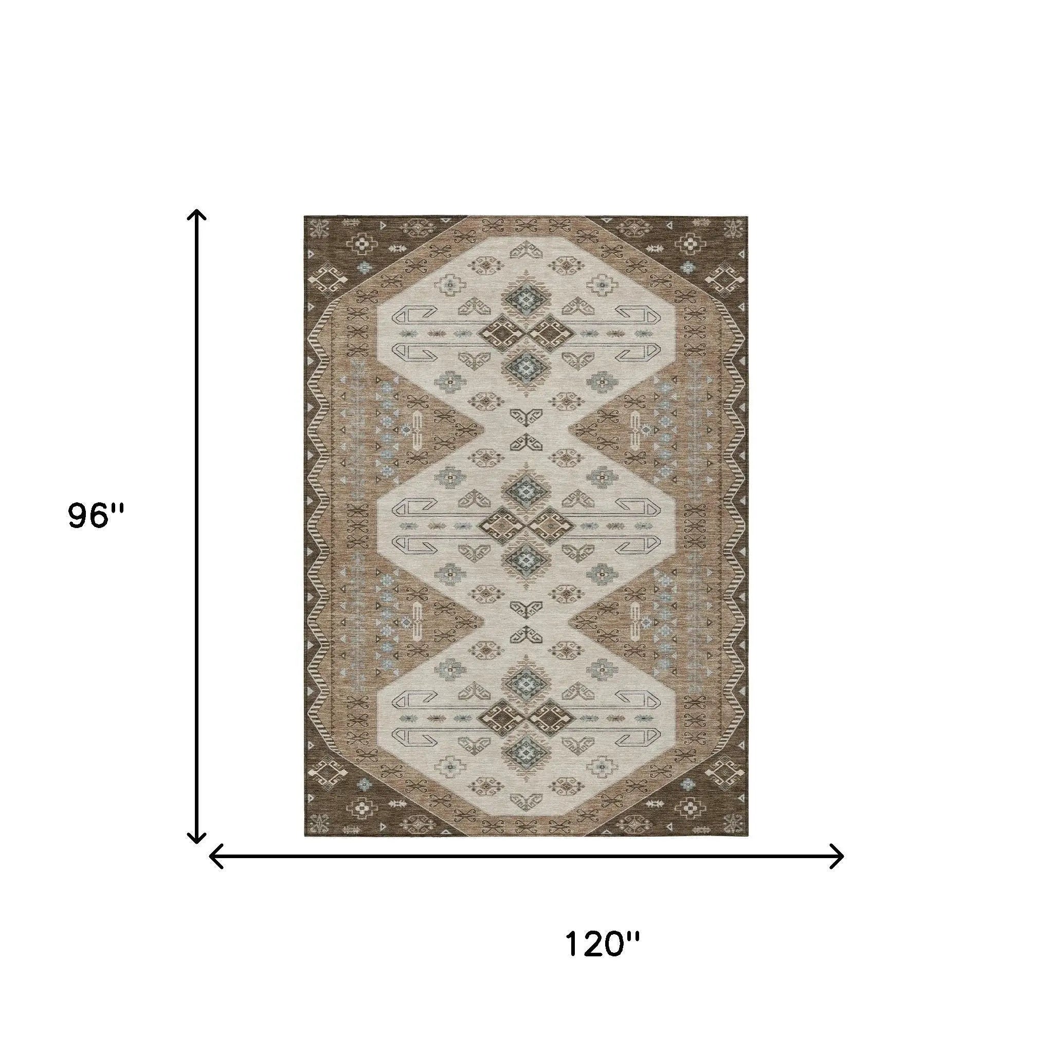 8' X 10' Brown And Chocolate Geometric Washable Indoor Outdoor Area Rug Homeroots Outdoor