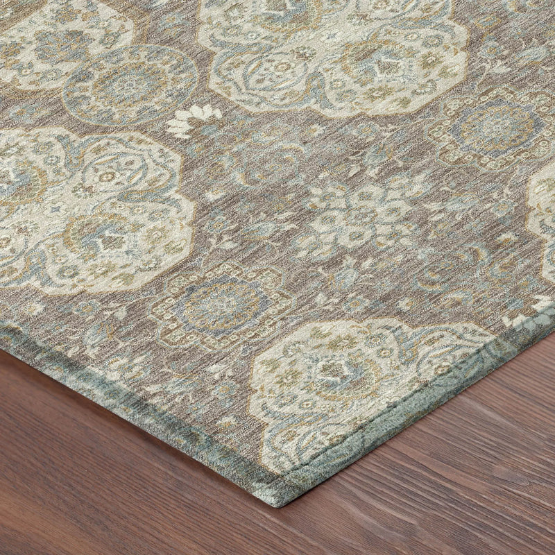 8' X 10' Brown And Copper Floral Washable Indoor Outdoor Area Rug Homeroots Outdoor