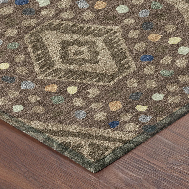 8' X 10' Brown And Copper Tribal Washable Indoor Outdoor Area Rug Homeroots Outdoor