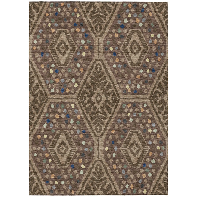 8' X 10' Brown And Copper Tribal Washable Indoor Outdoor Area Rug Homeroots Outdoor
