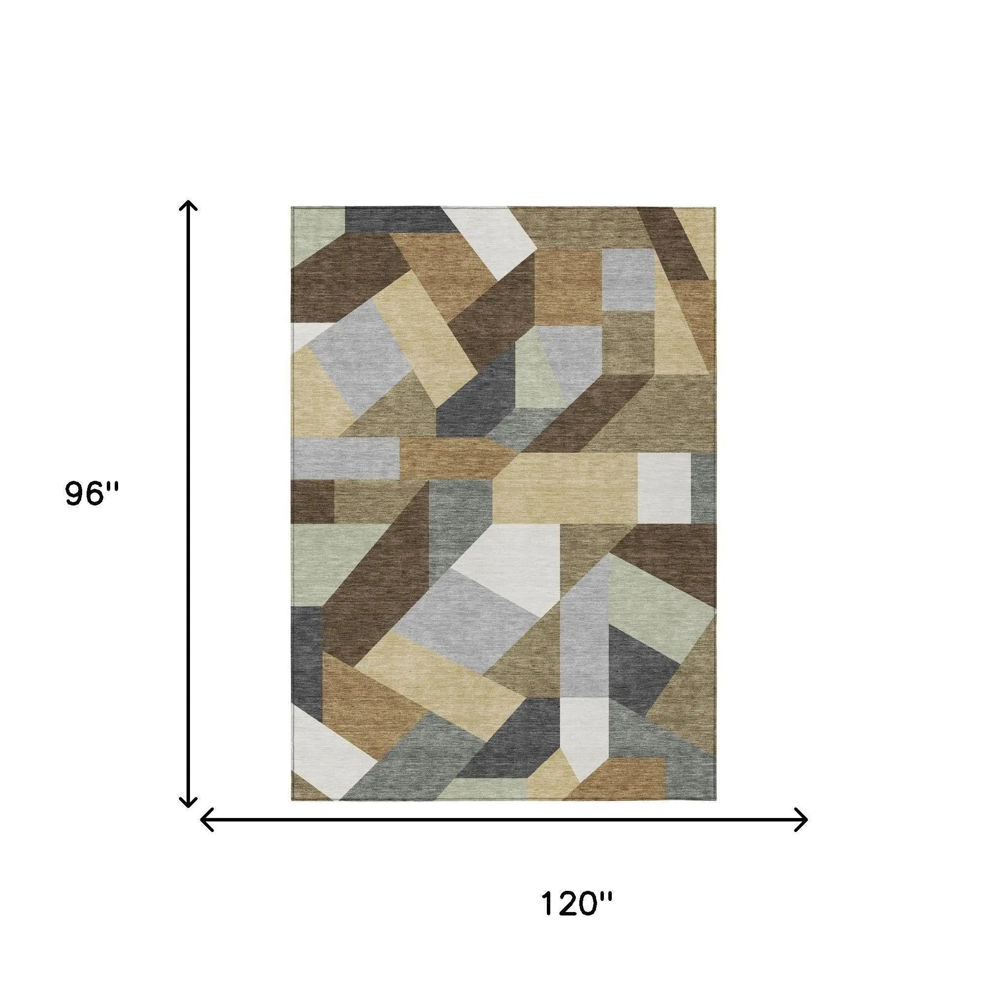 8' X 10' Brown And Graphite Geometric Washable Indoor Outdoor Area Rug Homeroots Outdoor