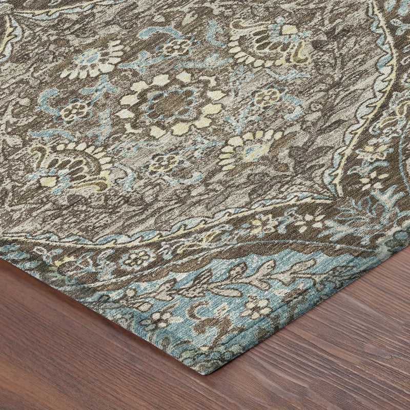 8' X 10' Brown And Graphite Ogee Washable Indoor Outdoor Area Rug Homeroots Outdoor