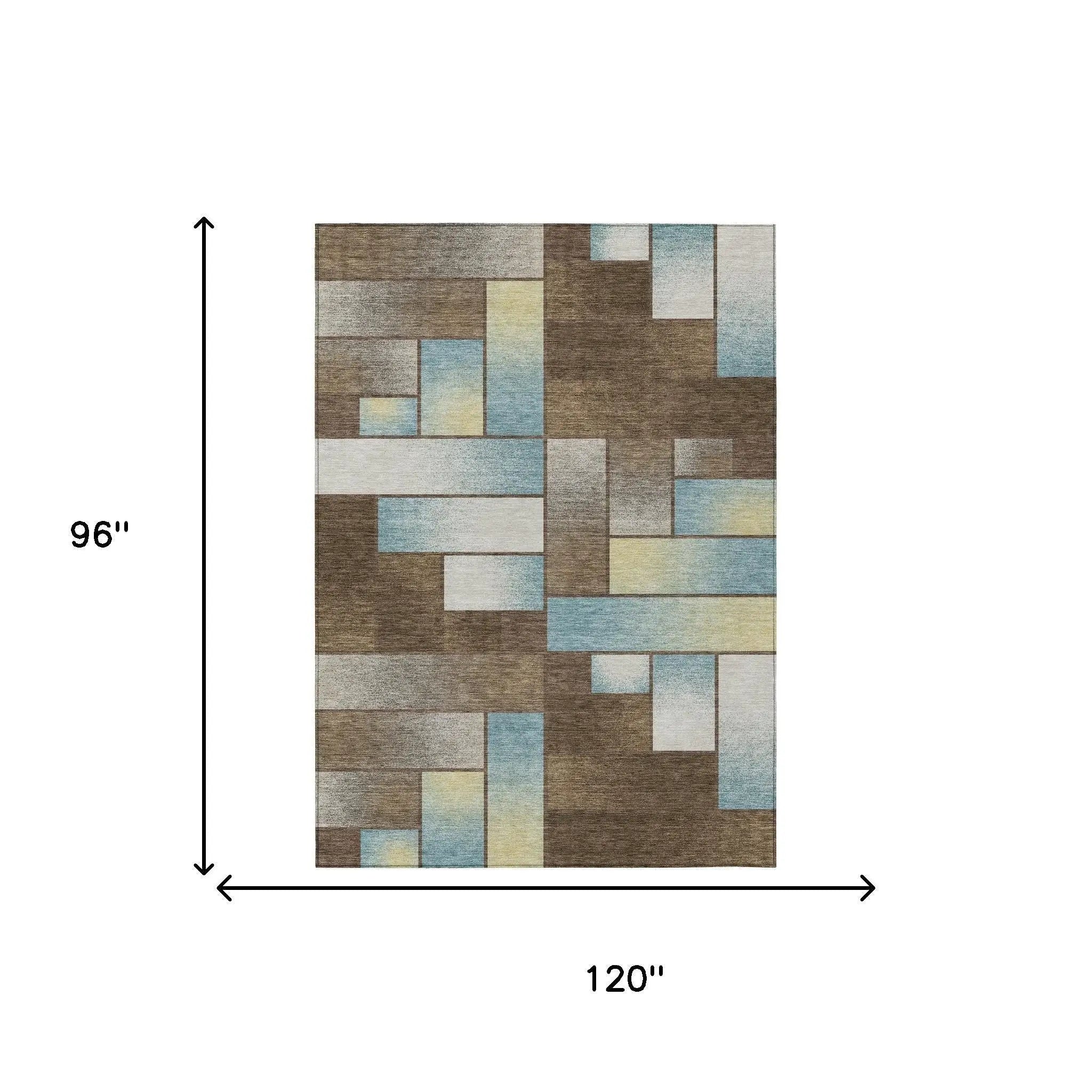 8' X 10' Brown And Gray Geometric Washable Indoor Outdoor Area Rug Homeroots Outdoor